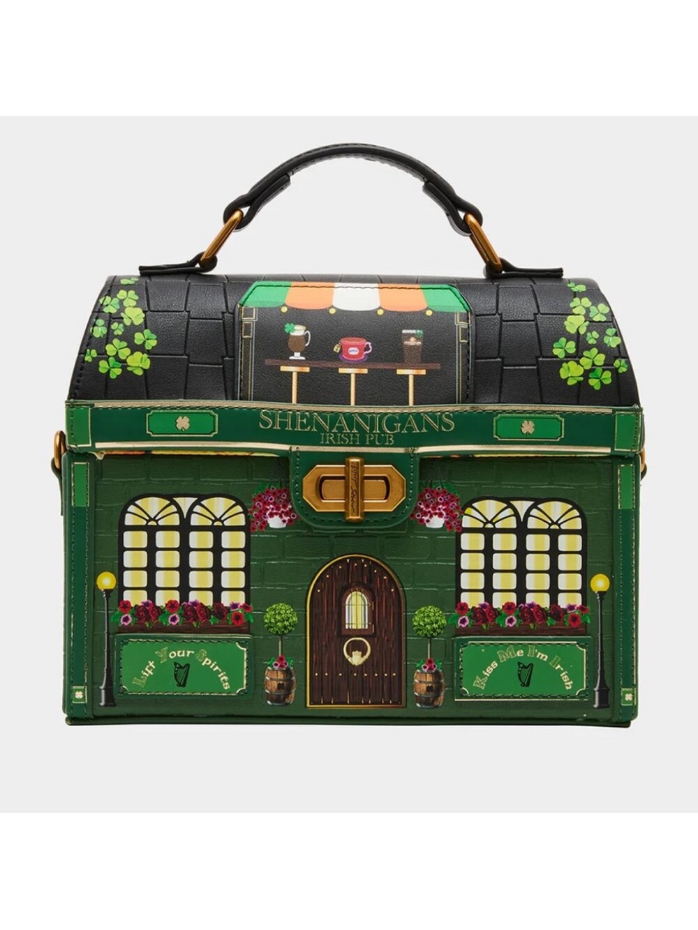 Betsey Johnson Shenanigans Irish Pub Novelty Top-Handle Bag - Green NWT